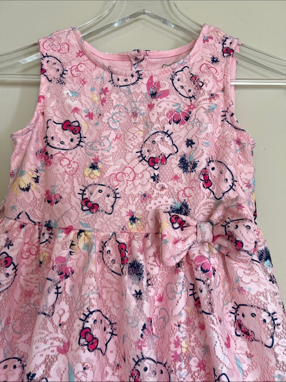 Hello Kitty Pink Lace Fit-and-Flare Dress with Bow 6X - Picture 5 of 5